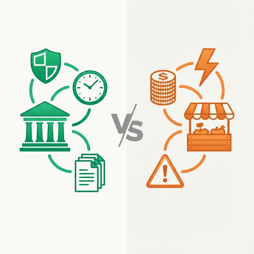 Comparação visual: Mercado Formal vs Informal